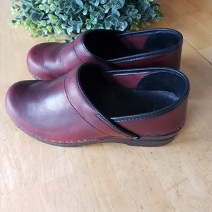 Burgundy Dansko Leather Clog Shoes